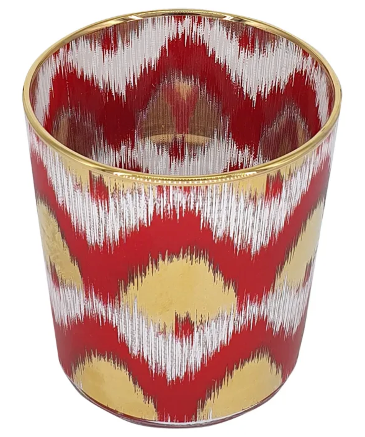LES OTTOMANS Red Ikat Short Glass-Set/4