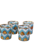 LES OTTOMANS Blue Ikat Short Glass-Set/4