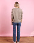 JUMPER 1234 Cashmere Tipped Crew Cardigan Brown Buff