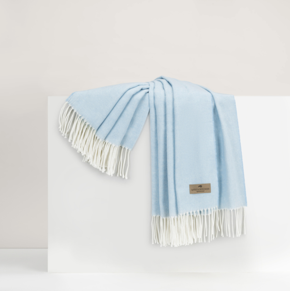 Italian Herringbone Throw Sky Blue