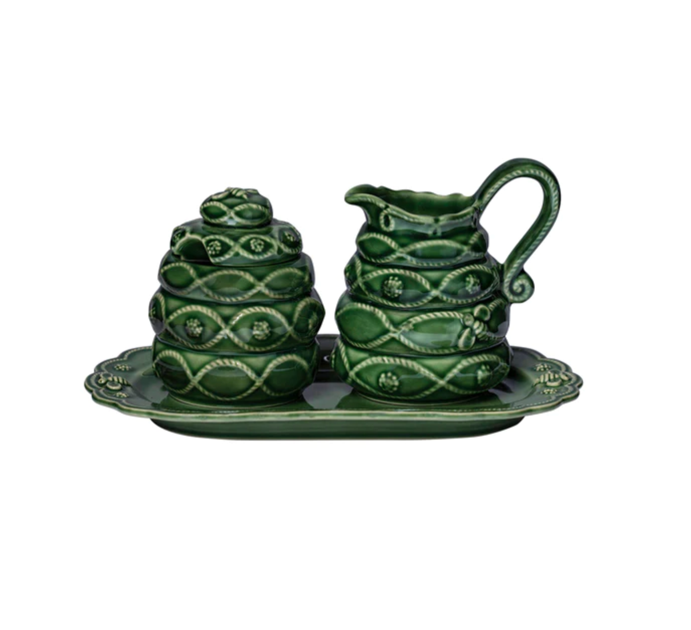 Veronica Beard Jardins Du Monde Creamer and Sugar Set/3pc - Green