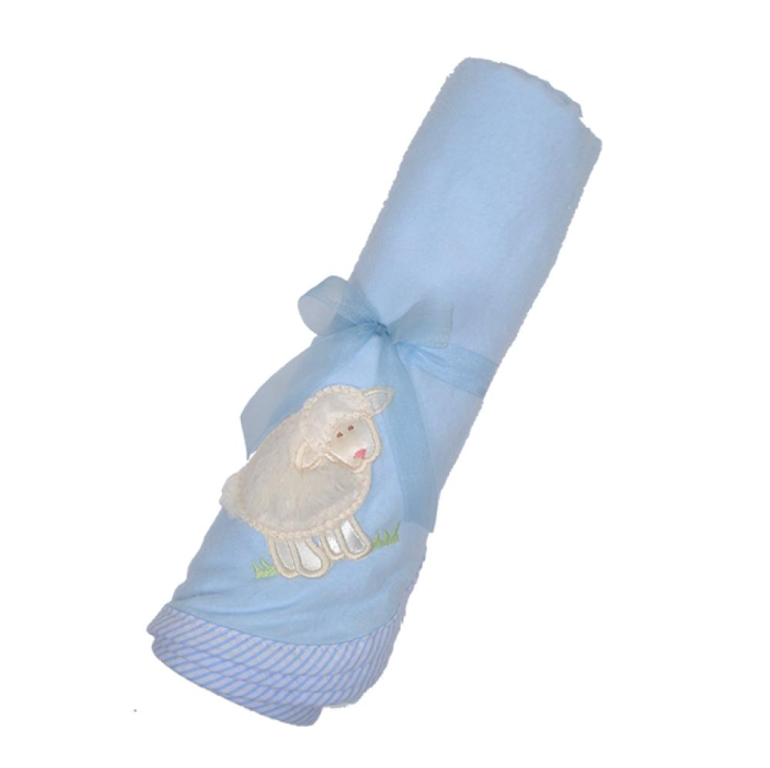 3MARTHAS Swaddle Blanket Blue Lamb