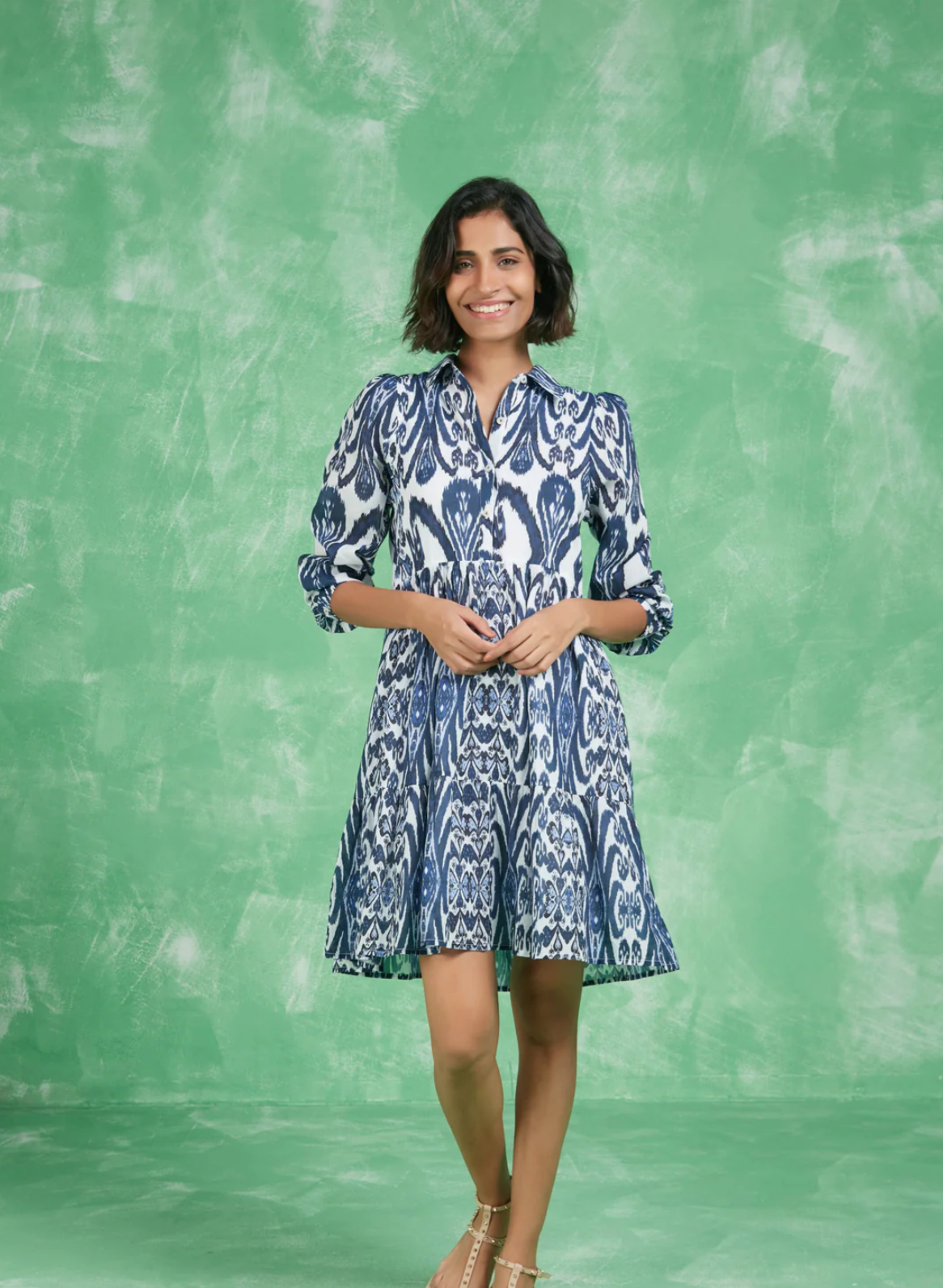 FINAL SALE RO'S GARDEN Romy Short Dress Kyoto Blue