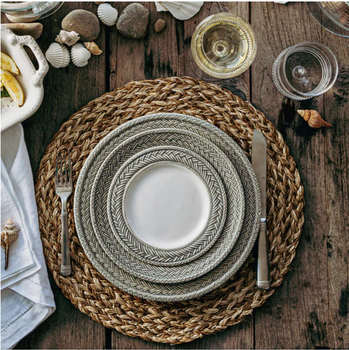 JULISKA Woven Straw Placemat Natural Set/4