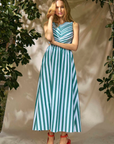 FINAL SALE HUNTER BELL Kathleen Dress Emerald Stripe