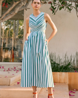 FINAL SALE HUNTER BELL Kathleen Dress Emerald Stripe