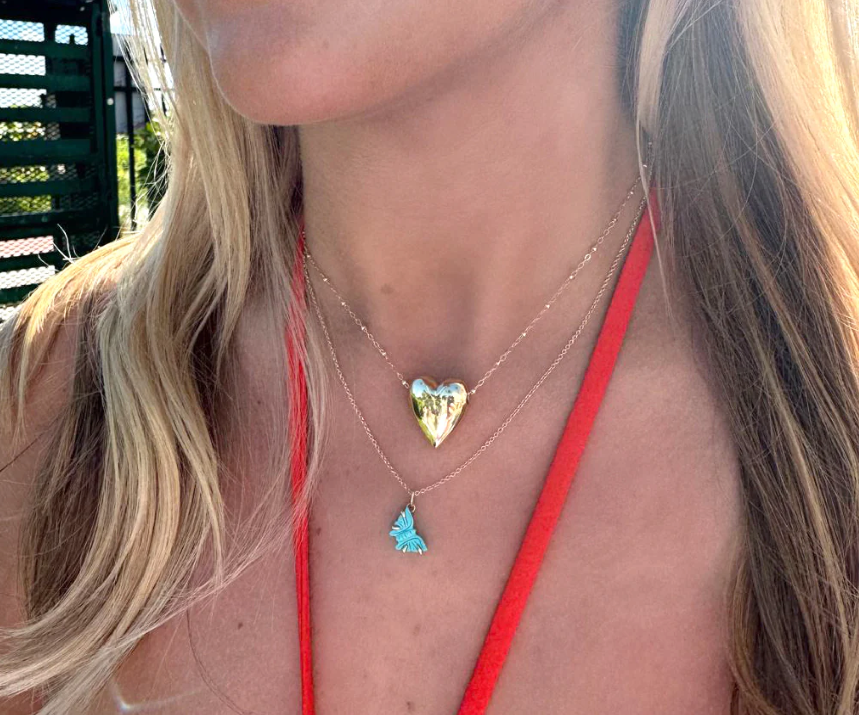 JANE WIN LOVE Tender Heart Love Pendant w/ Beaded Satellite Chain