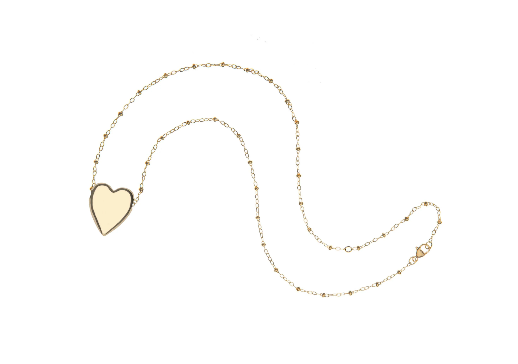 JANE WIN LOVE Tender Heart Love Pendant w/ Beaded Satellite Chain