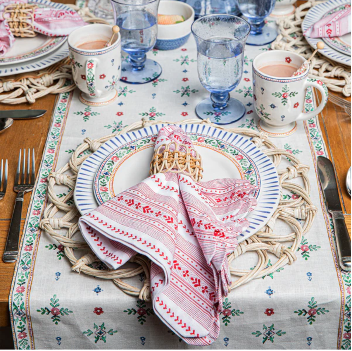 JULISKA Villa Stripe Napkin Set/4 - Red