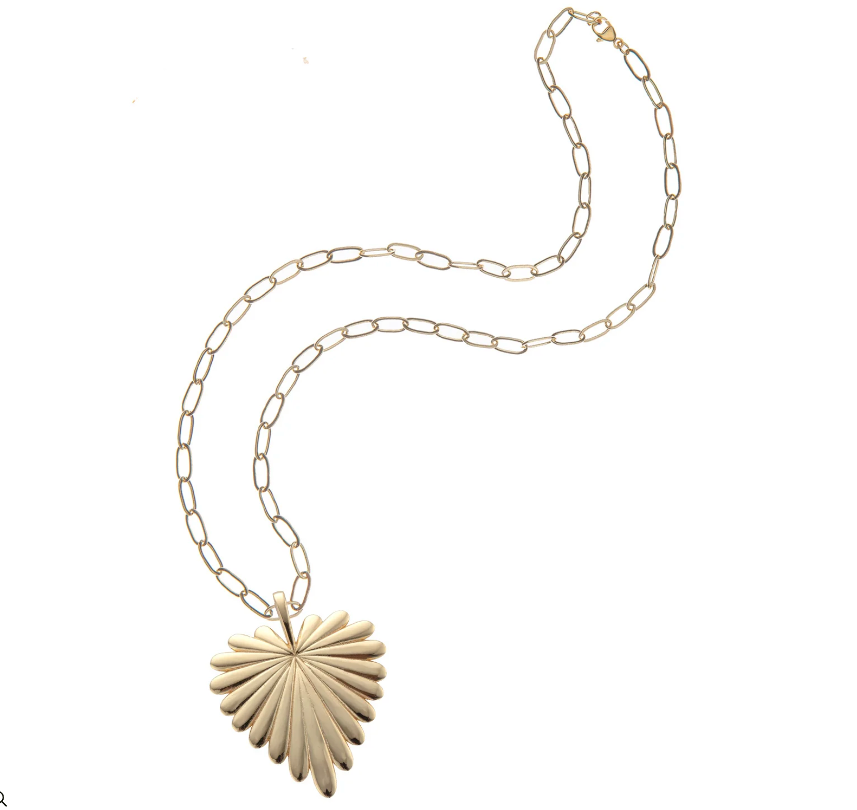 JANE WIN Love Full Heart Pendant w/18" Drawn Link Chain
