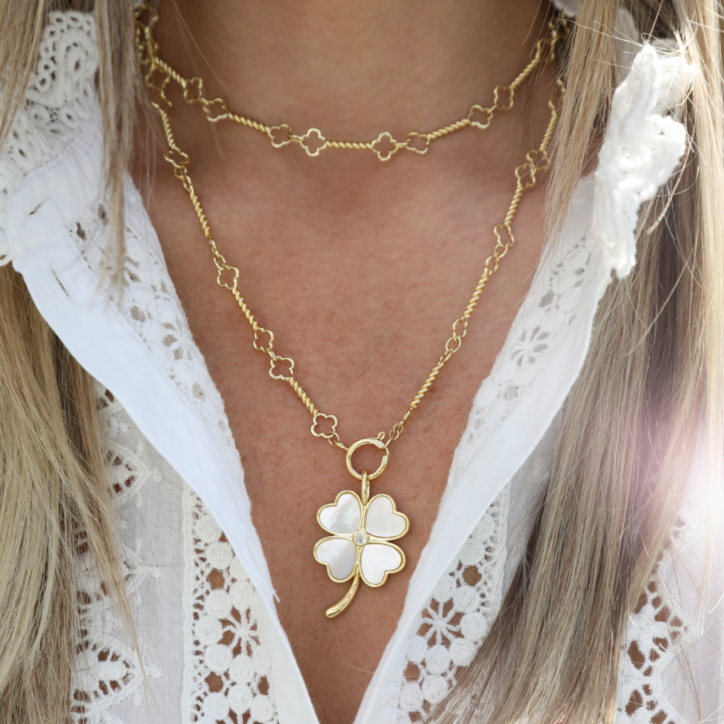 ASHA Lucky Clover Charm Mother of Pearl