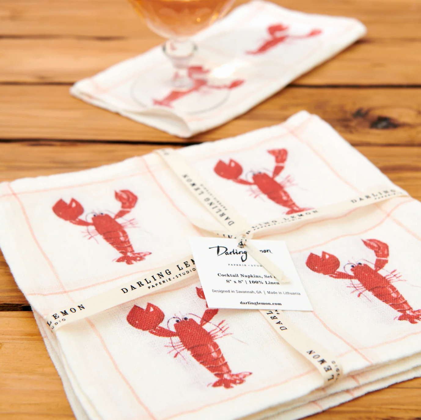 Cocktail Napkins Lobsters-Set/4