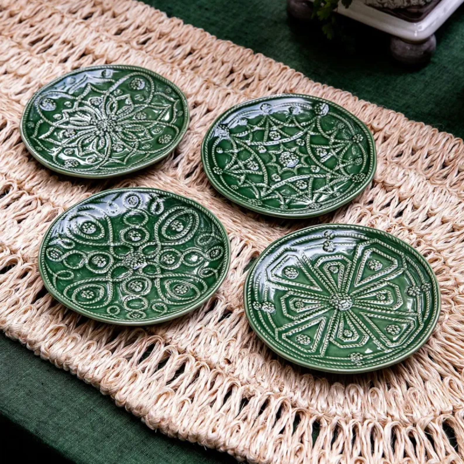 JULISKA Jardins Du Monde Side/Cocktail Plate Basil- Assorted Set/4