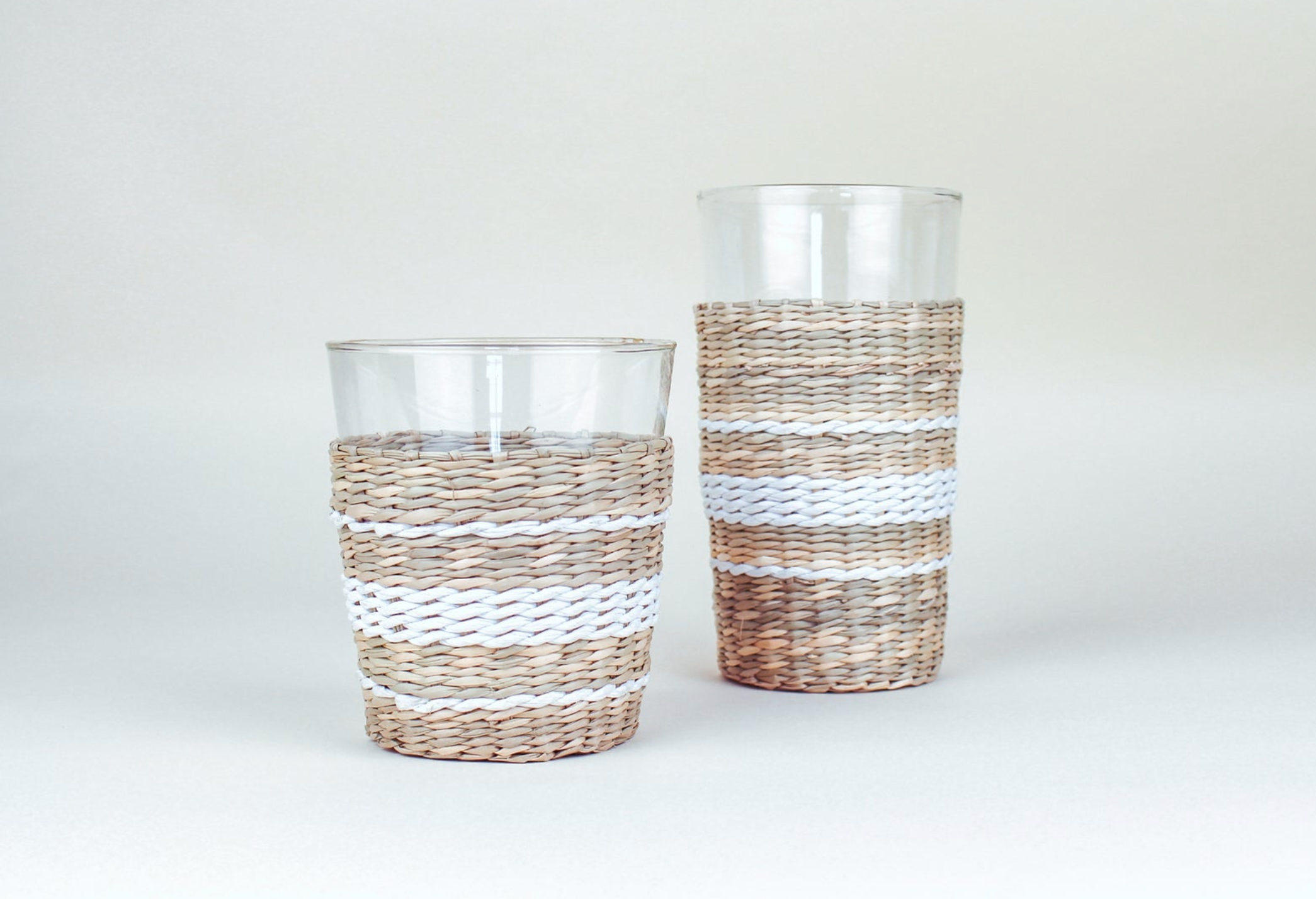 Seagrass White Stripe Highball-Set/6