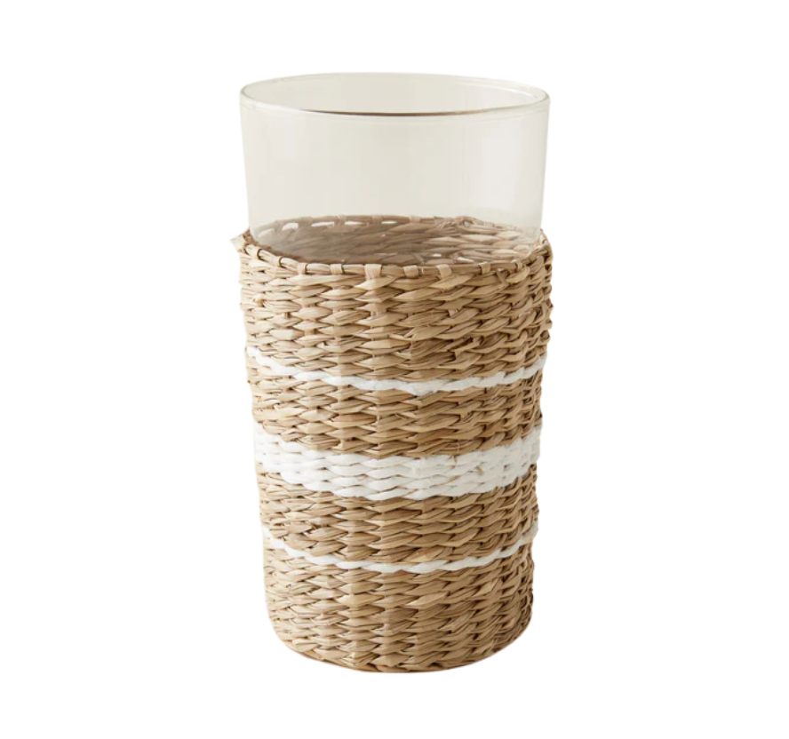 Seagrass White Stripe Highball-Set/6