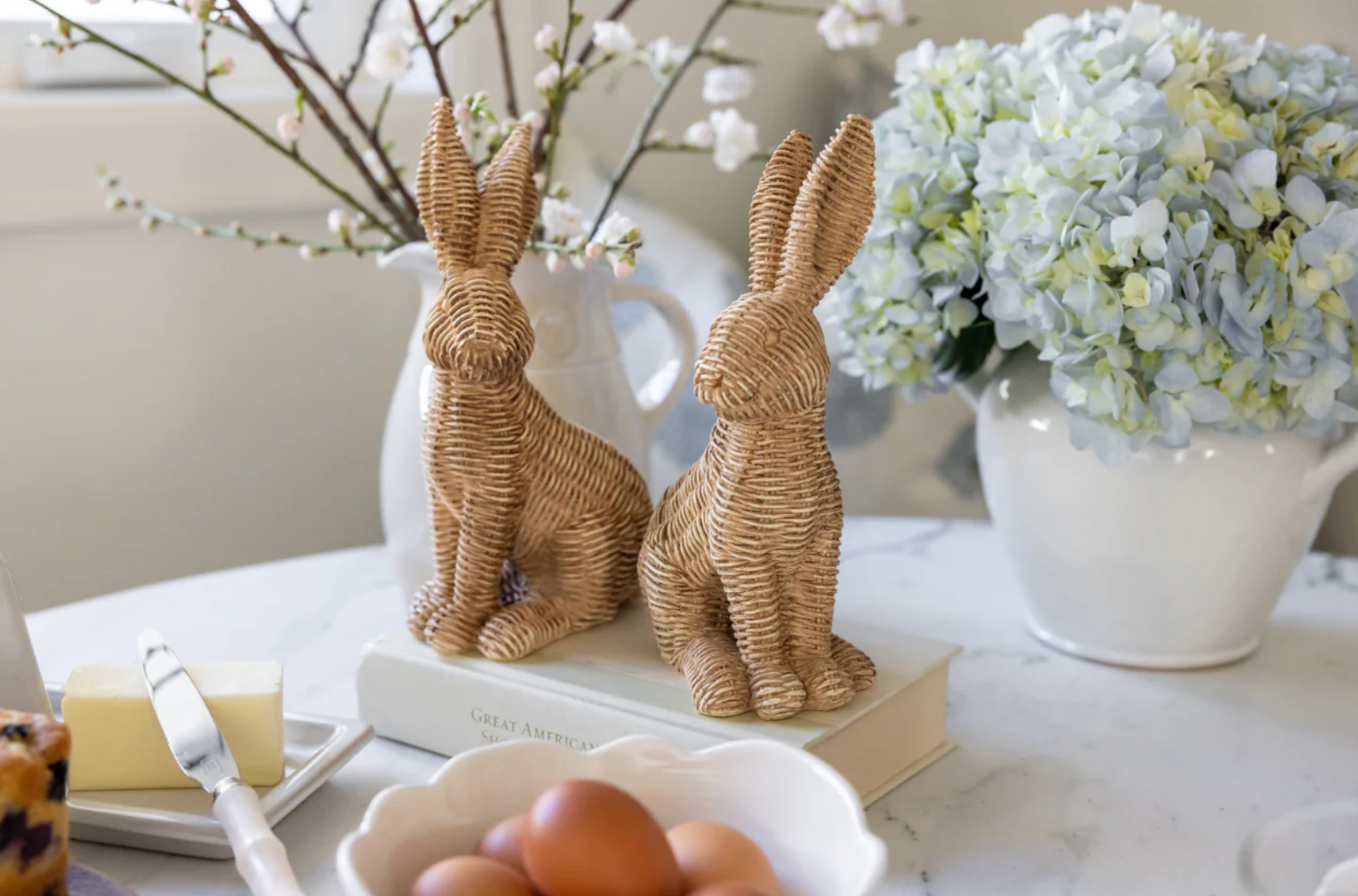 Wicker Weave Easter Bunnies-Set/2