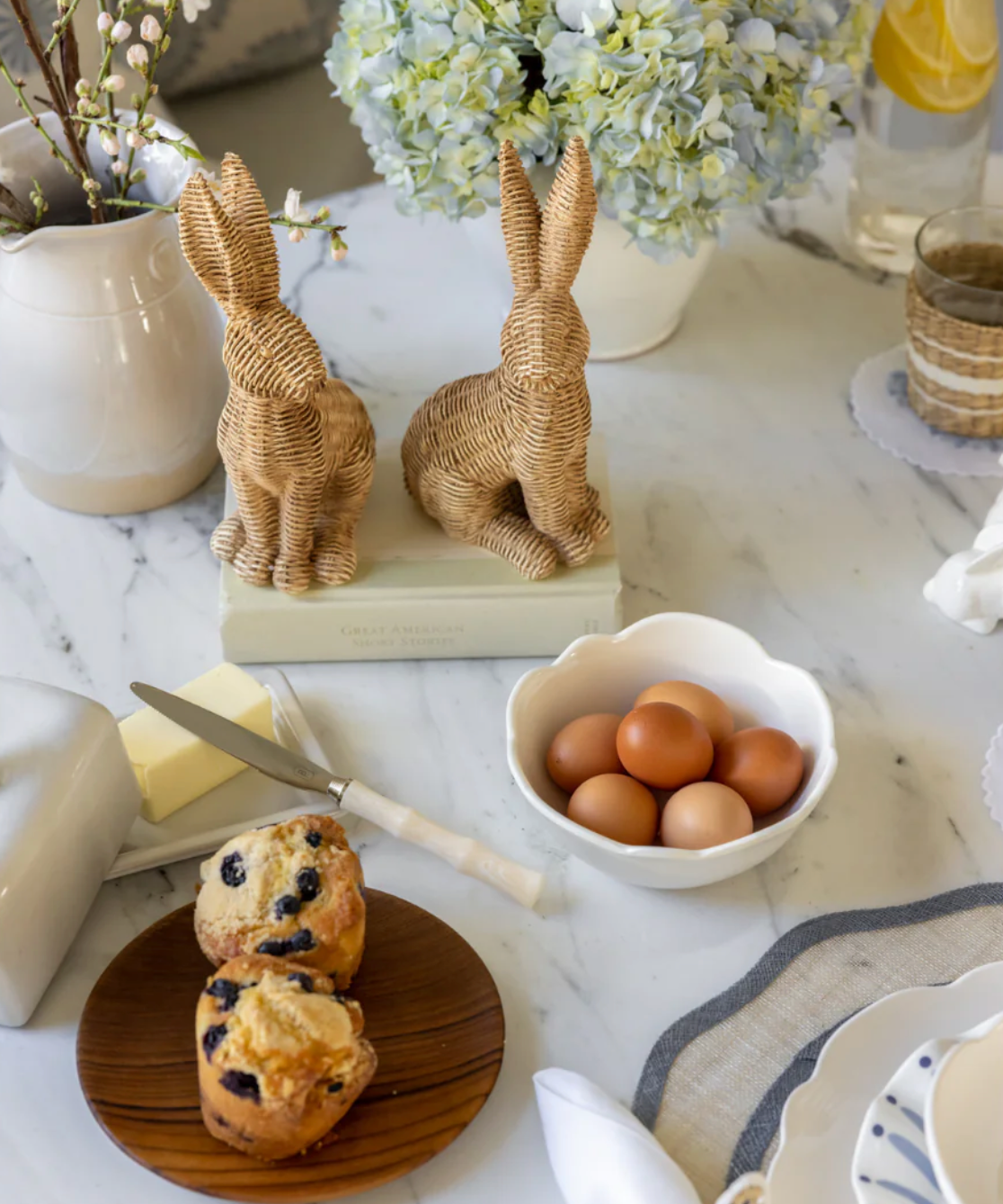 Wicker Weave Easter Bunnies-Set/2