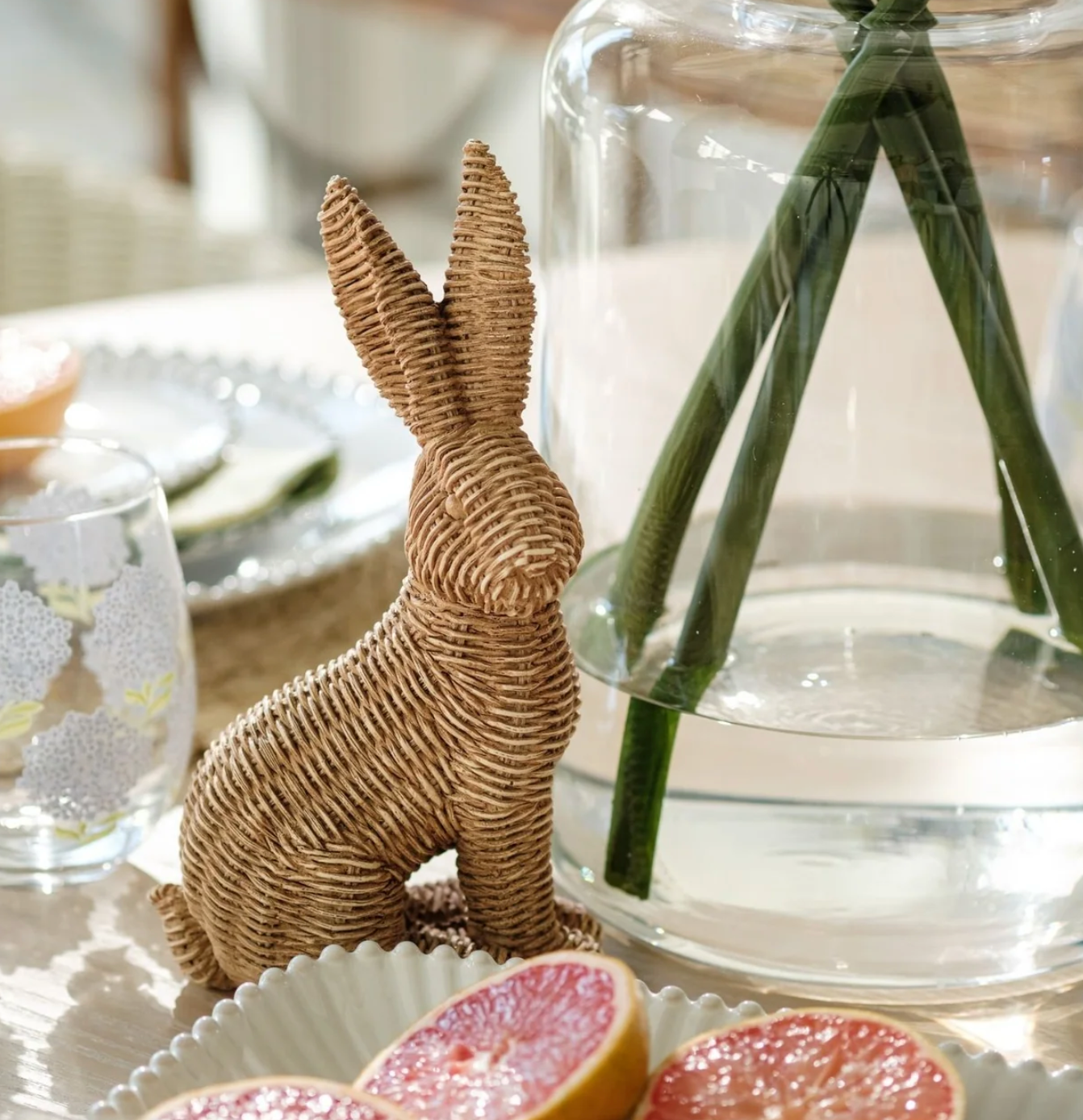 Wicker Weave Easter Bunnies-Set/2