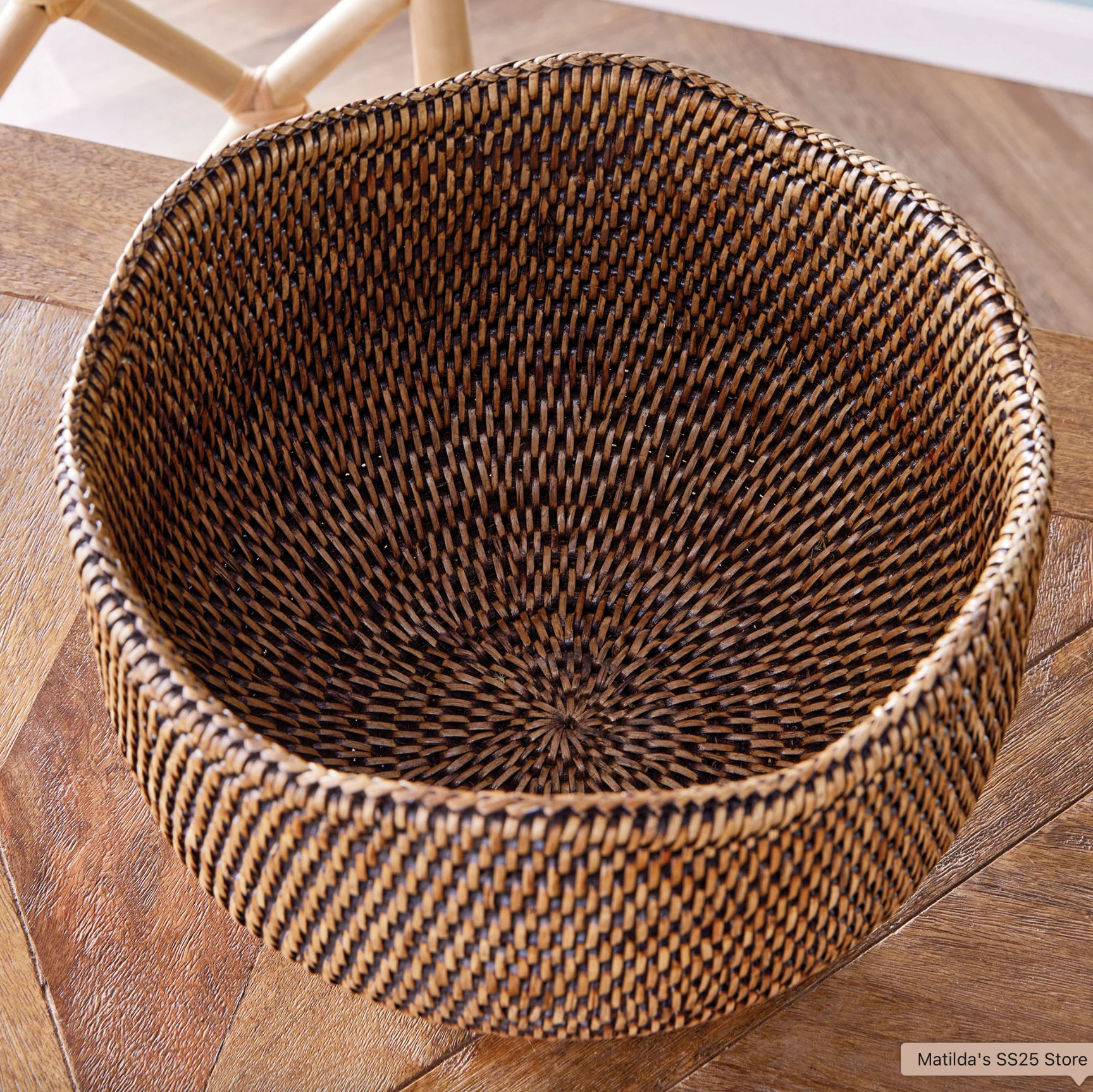Burma Rattan Footed Cachepot