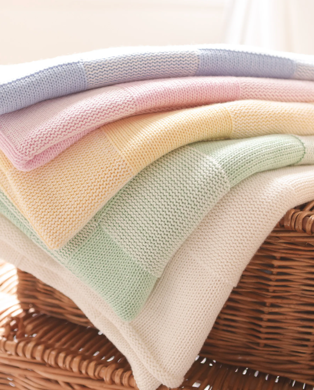 Charlie Knit Baby Blanket Weekend Blue & White