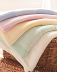 Charlie Knit Baby Blanket Bermuda Pink & White