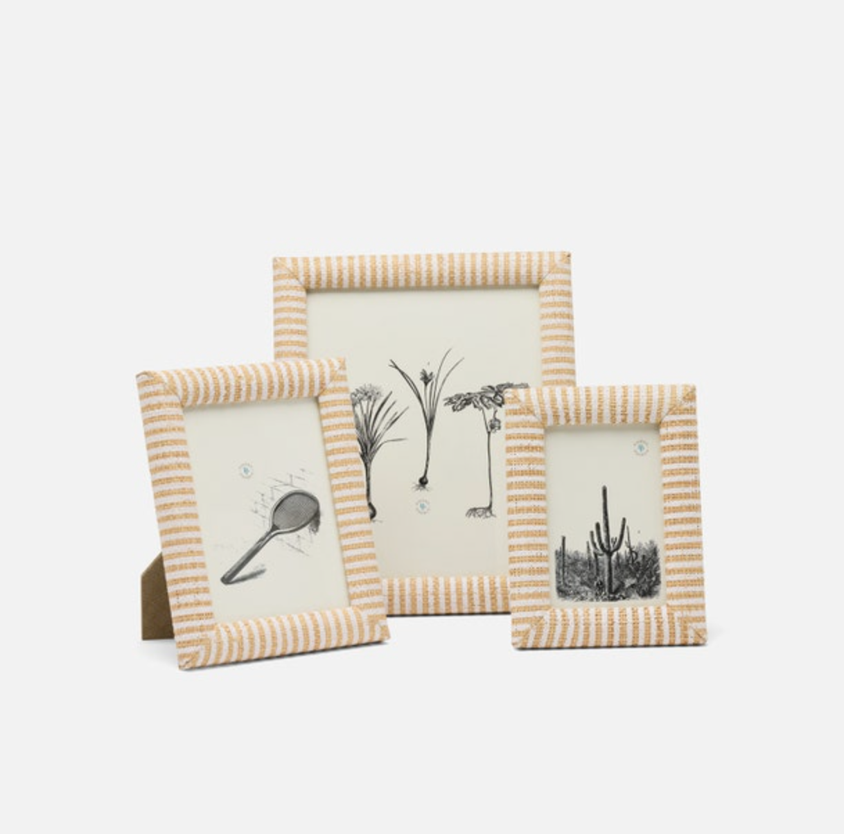 Toluca Frame White & Natural Stripe Raffia