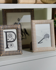 Toluca Frame White & Natural Stripe Raffia