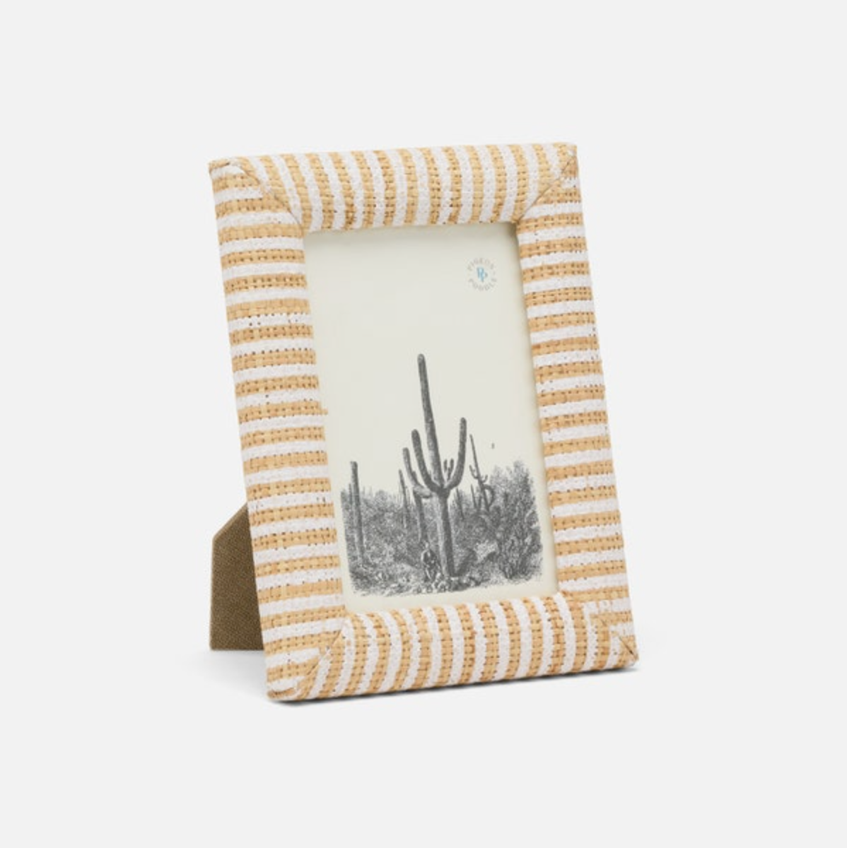 Toluca Frame White & Natural Stripe Raffia