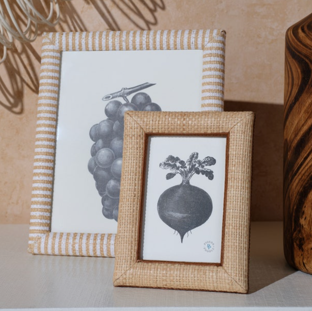 Hanford Saddle Leather Raffia Frame