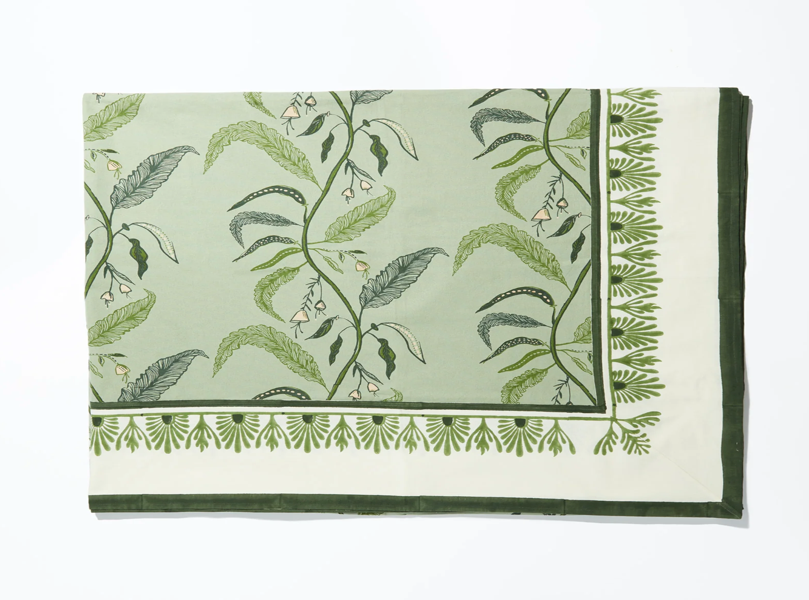 MAISON VENU Tulleries Evergreen Tablecloth 127" x 72"