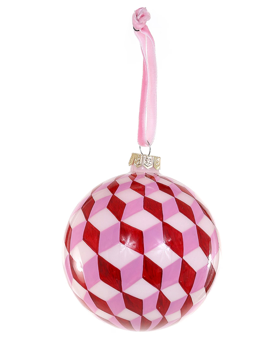Tumbling Block Bauble Pink