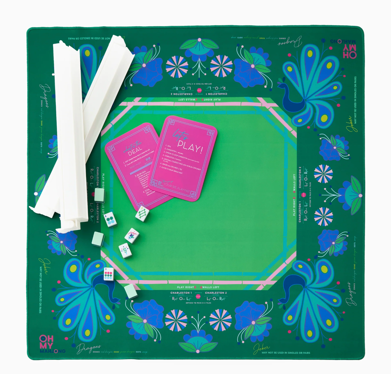 OH MY MAHJONG White Acrylic Rack & Pusher Set