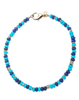 JANE WIN Gumdrop Beaded Necklace in Lapis & Turquoise Mix