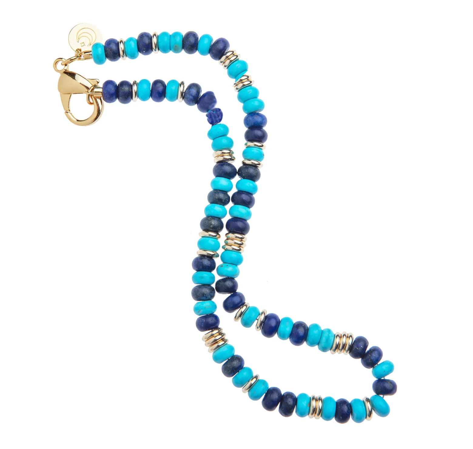 JANE WIN Gumdrop Beaded Necklace in Lapis & Turquoise Mix