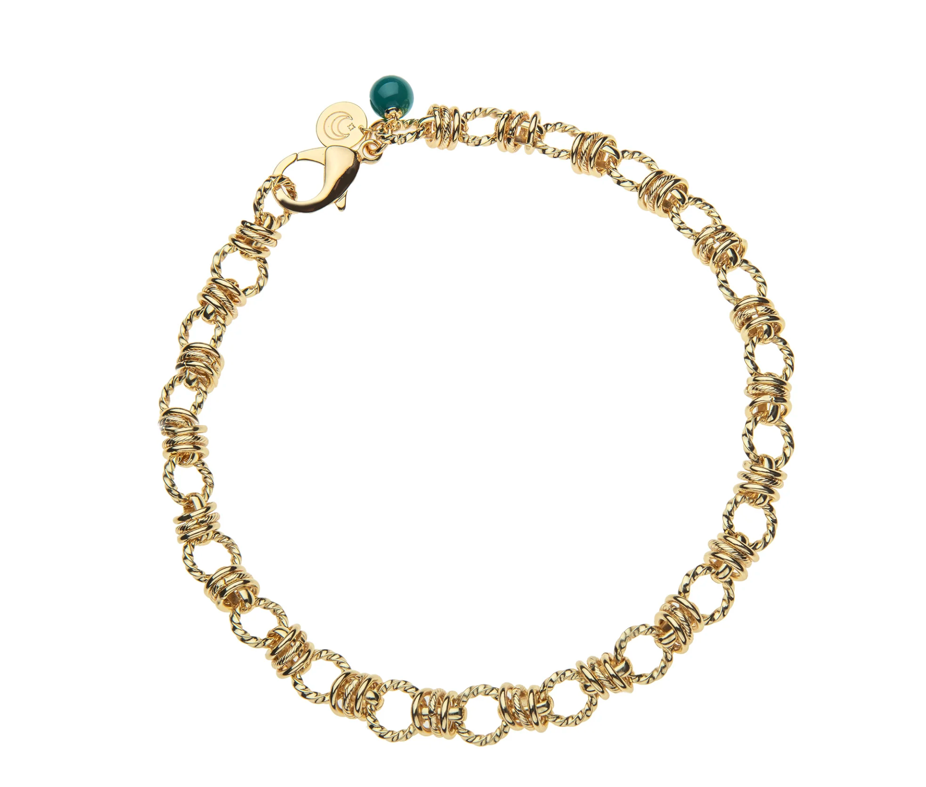 JANE WIN Rings of Gold Chain with Malachite Bead