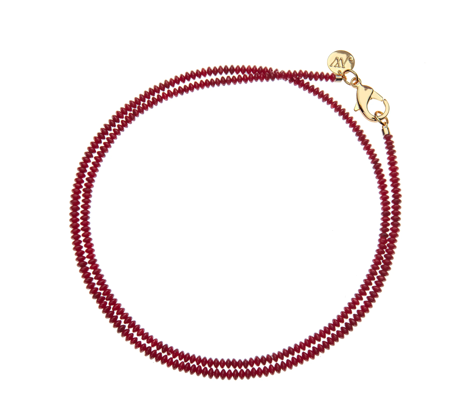 JANE WIN Double Wrap Beaded Necklace Crimson Coral