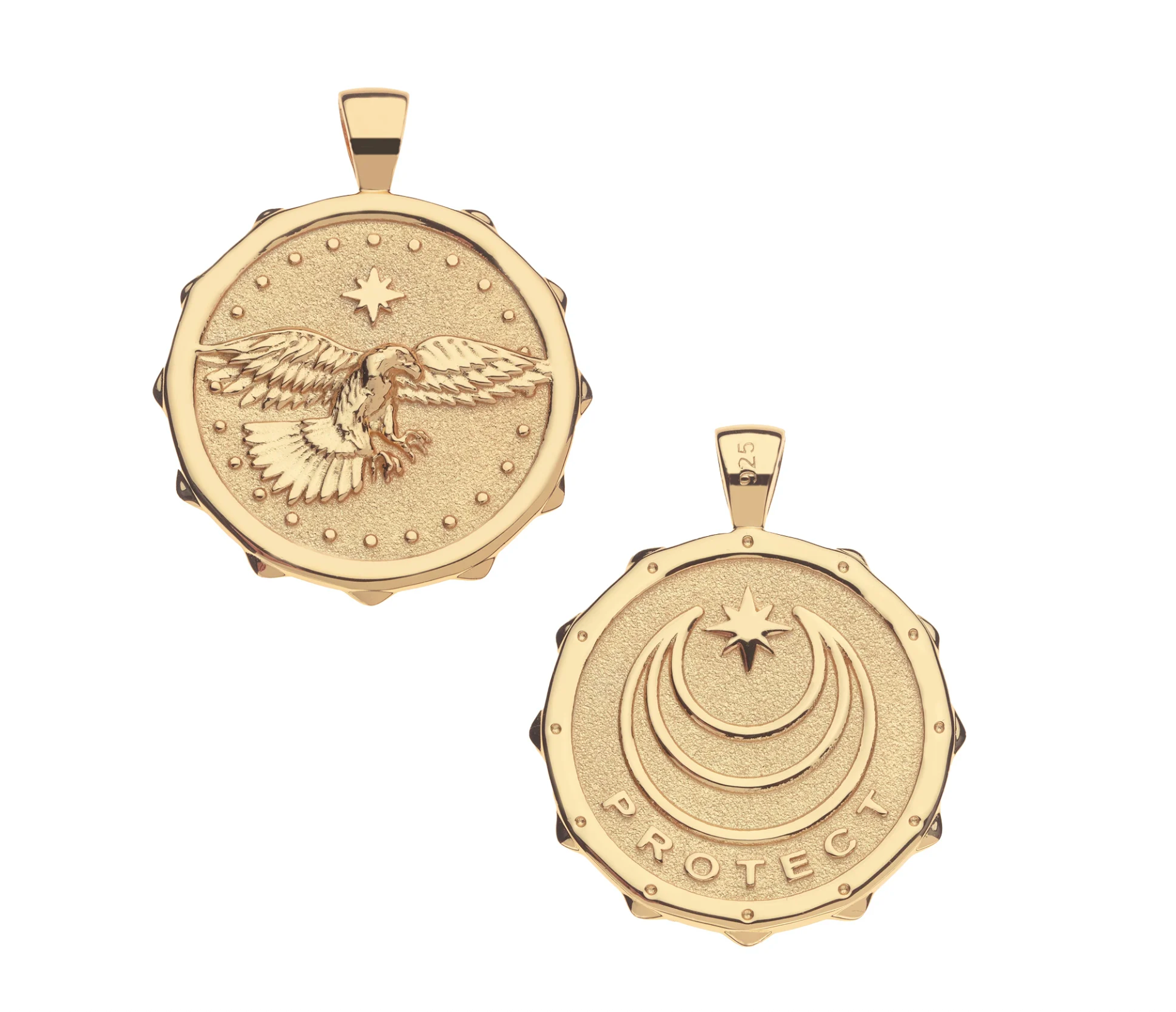 JANE WIN PROTECT Eagle Pendant Coin W/ 18" Drawn Link Chain
