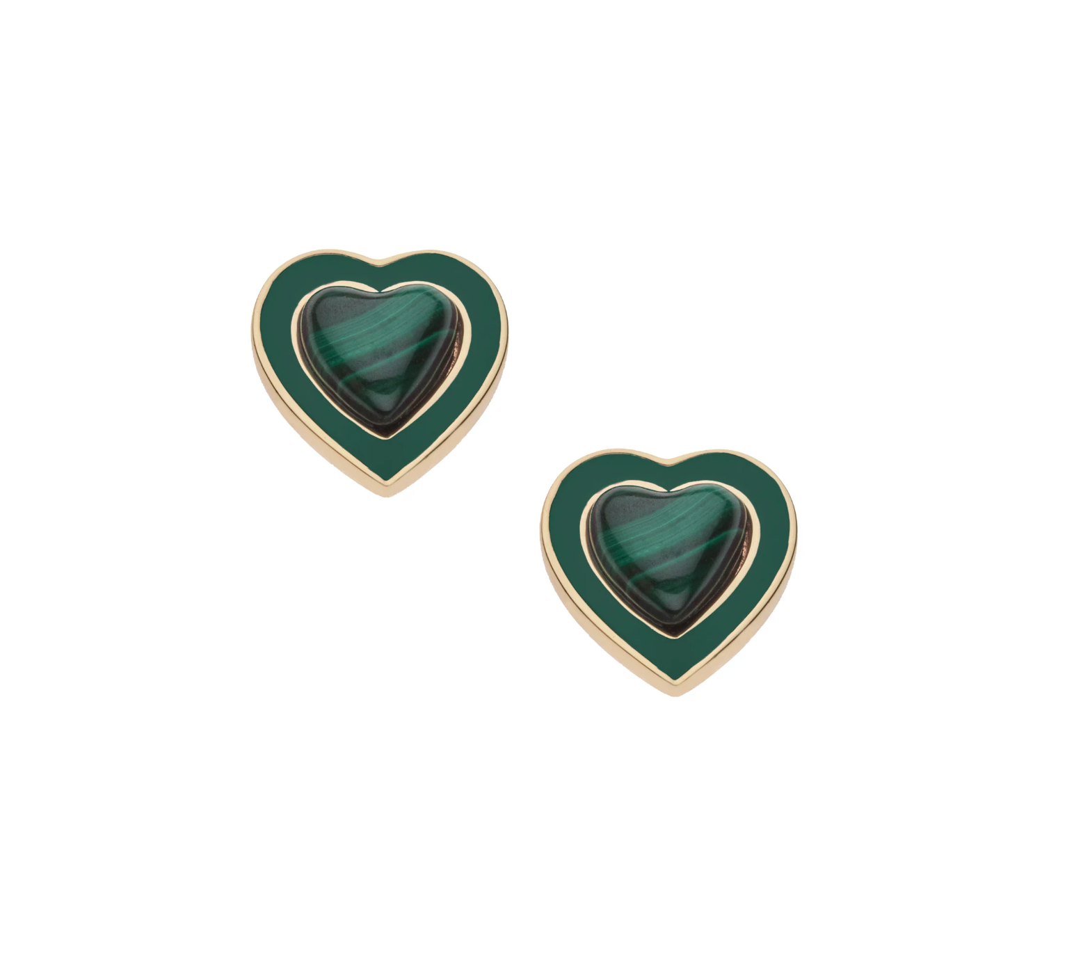 JANE WIN LOVE Petite Heart Earrings Malachite