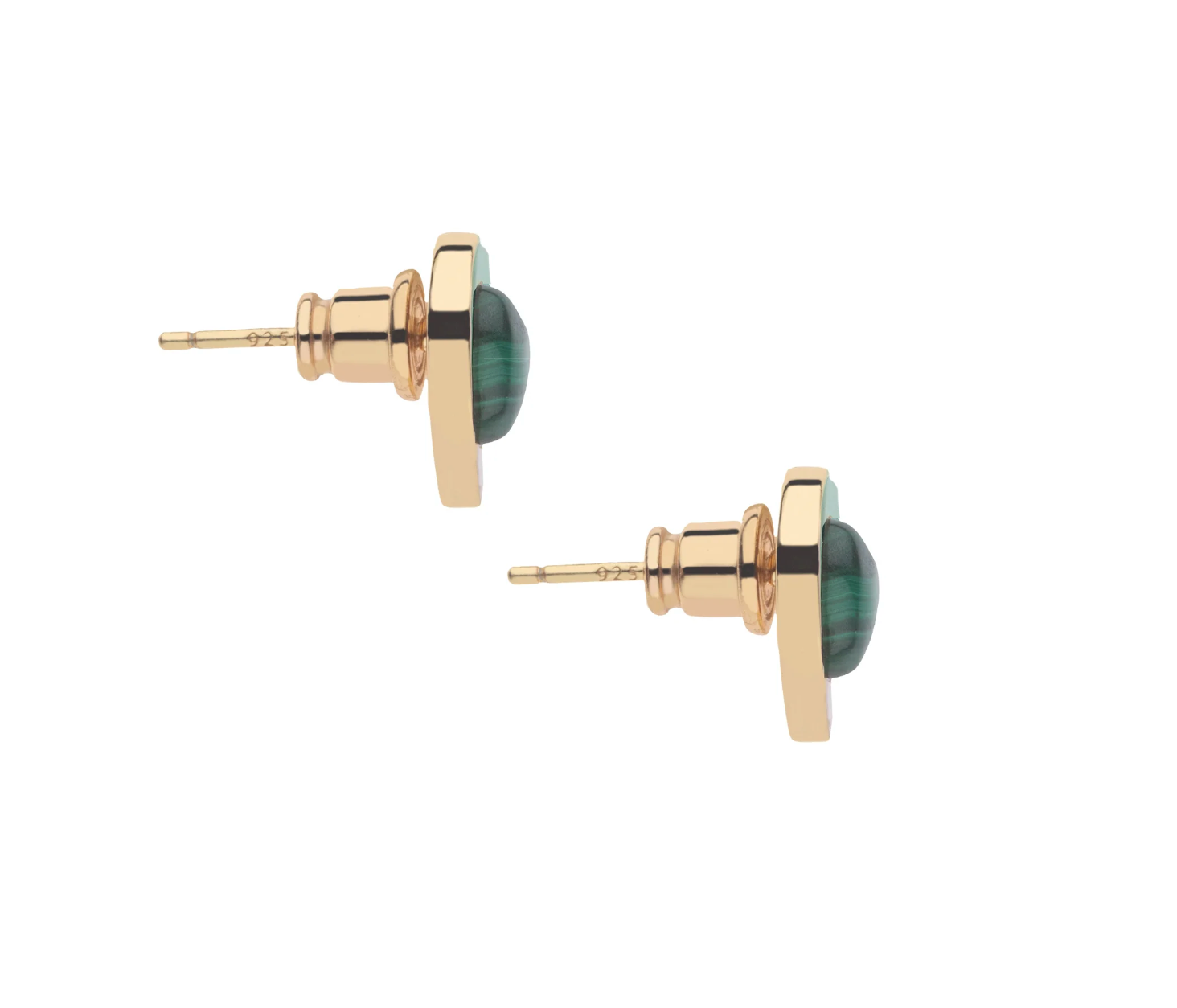 JANE WIN LOVE Petite Heart Earrings Malachite