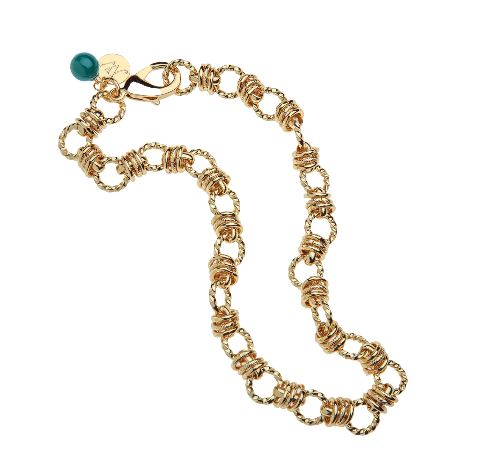 JANE WIN Rings of Gold Chain with Malachite Bead
