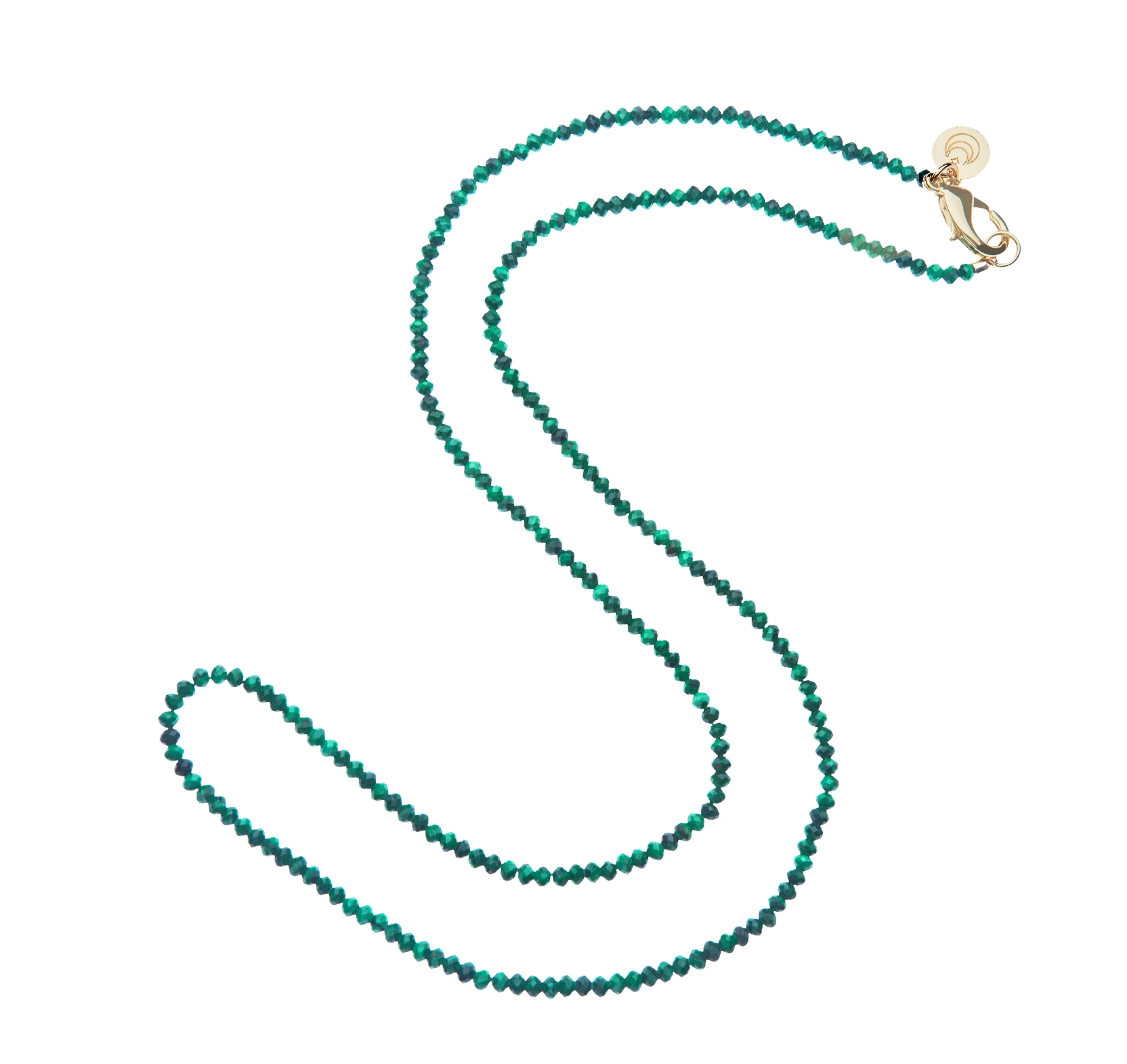 JANE WIN Double Wrap Diamond Cut Beaded Necklace Malachite