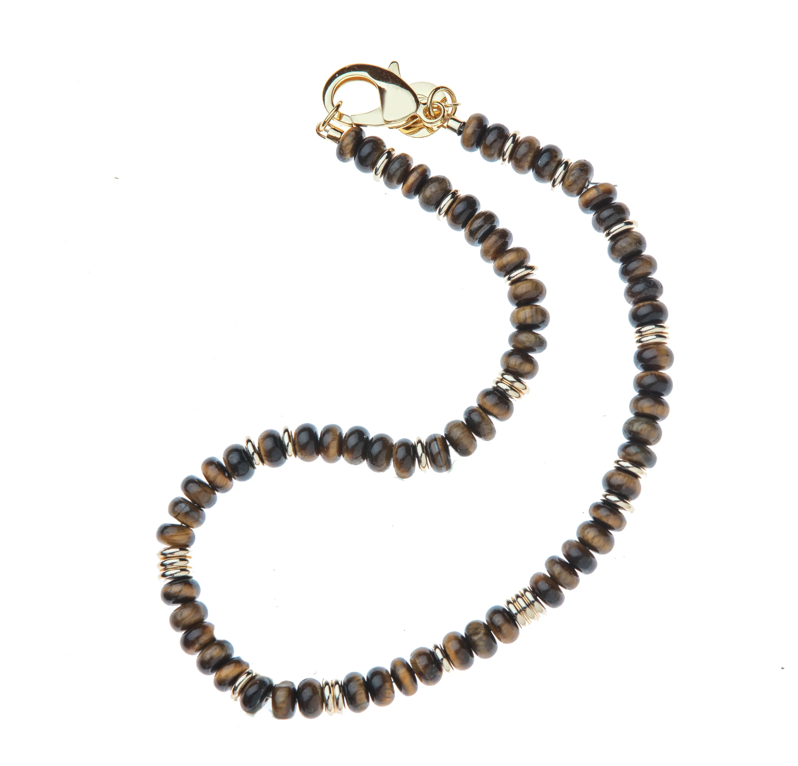 JANE WIN Gumdrop Beaded Necklace Tiger's Eye