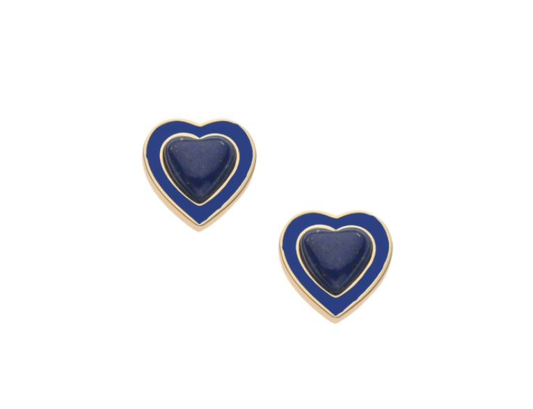 JANE WIN LOVE Petite Heart Earrings Lapis