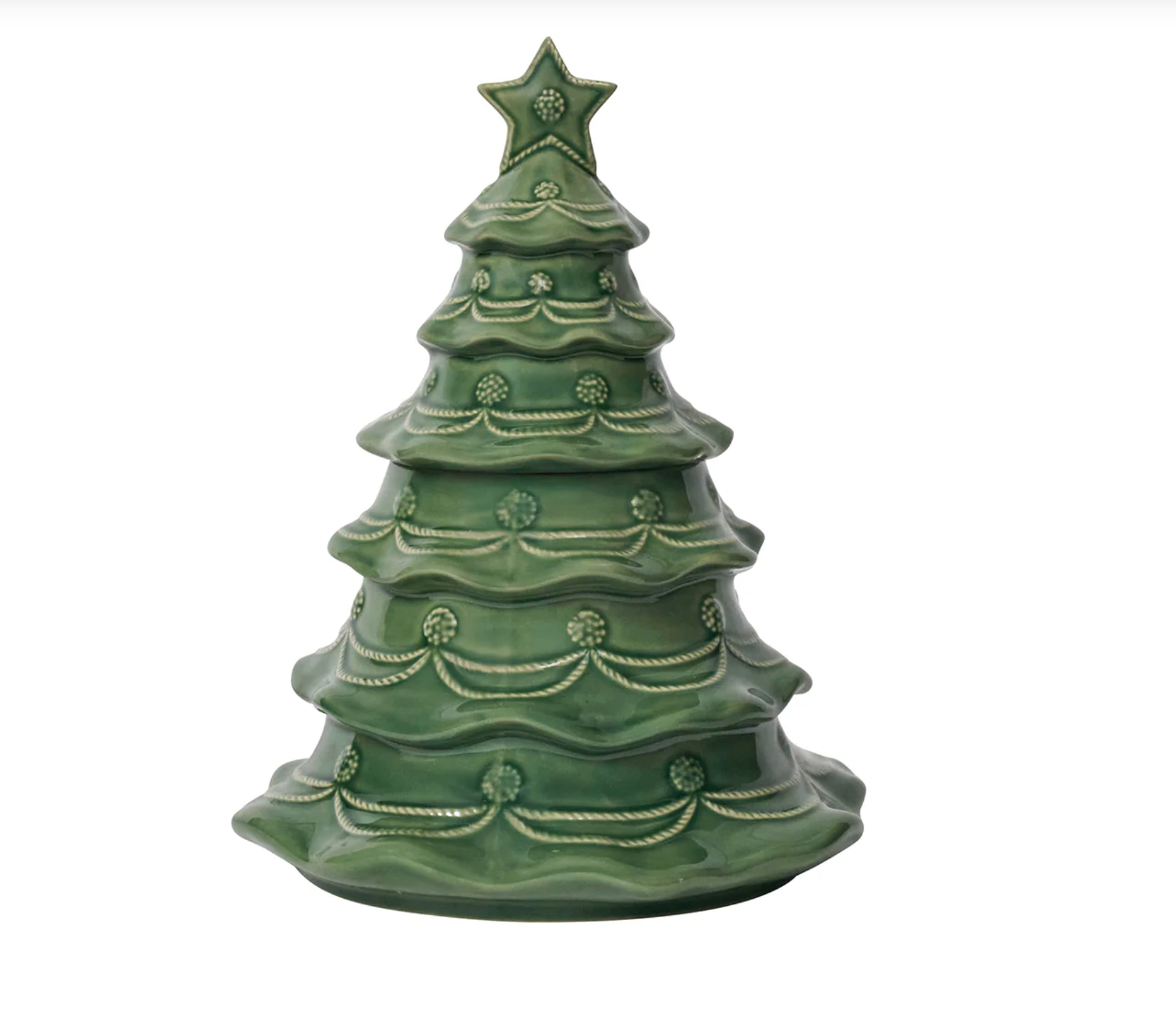 JULISKA Berry & Thread Christmas Tree Cookie Jar w/ Lid Basil