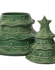 JULISKA Berry & Thread Christmas Tree Cookie Jar w/ Lid Basil