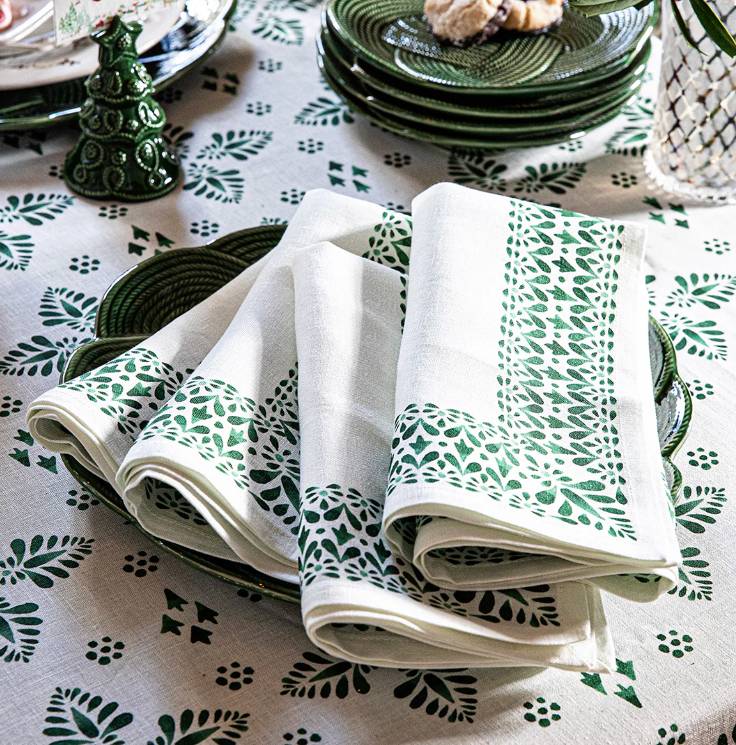 JULISKA Iberian Border Napkin Set/4 Evergreen
