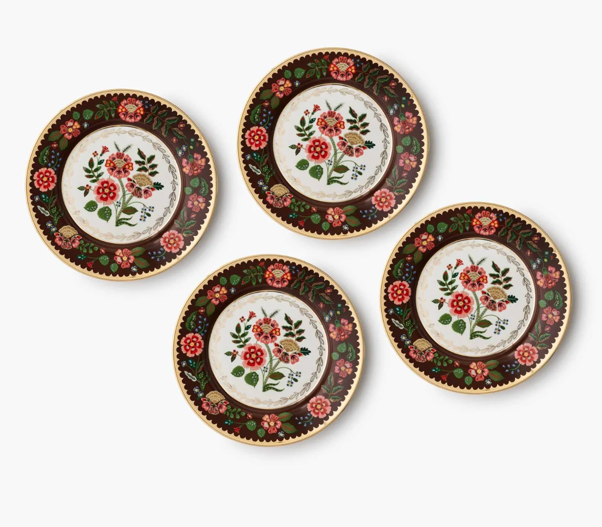 RIFLE PAPER CO. Gracie Porcelain Dessert Plate Set