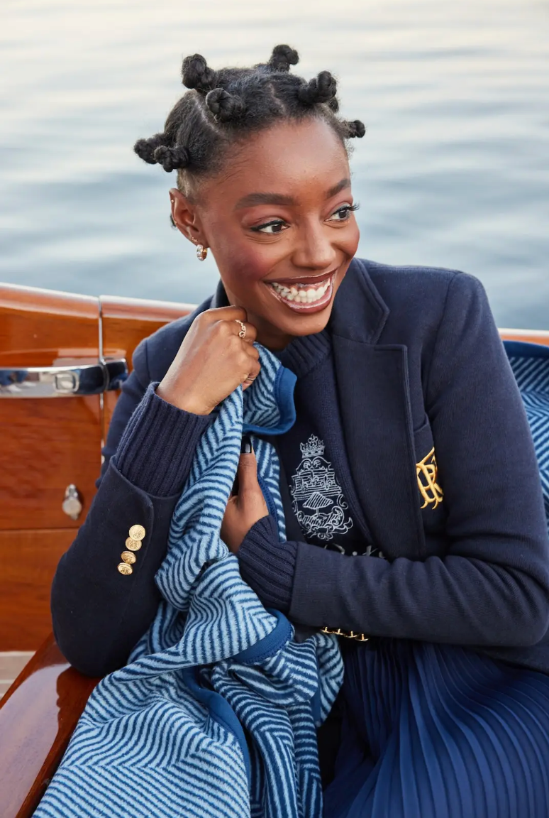 CHAPPY WRAP Harborview Herringbone Navy Original