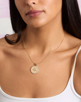 JANE WIN LUCKY Rabbit JW Small Embellished Pendant Coin w/ 16-18" Classic Rolo Chain