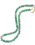 JANE WIN Gumdrop Beaded Necklace in Green Jade Gilver